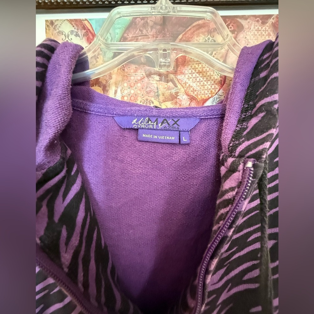 Purple zebra print hoodie silver studded pockets skull details Abbey dawn vibes! - Picture 7 of 8